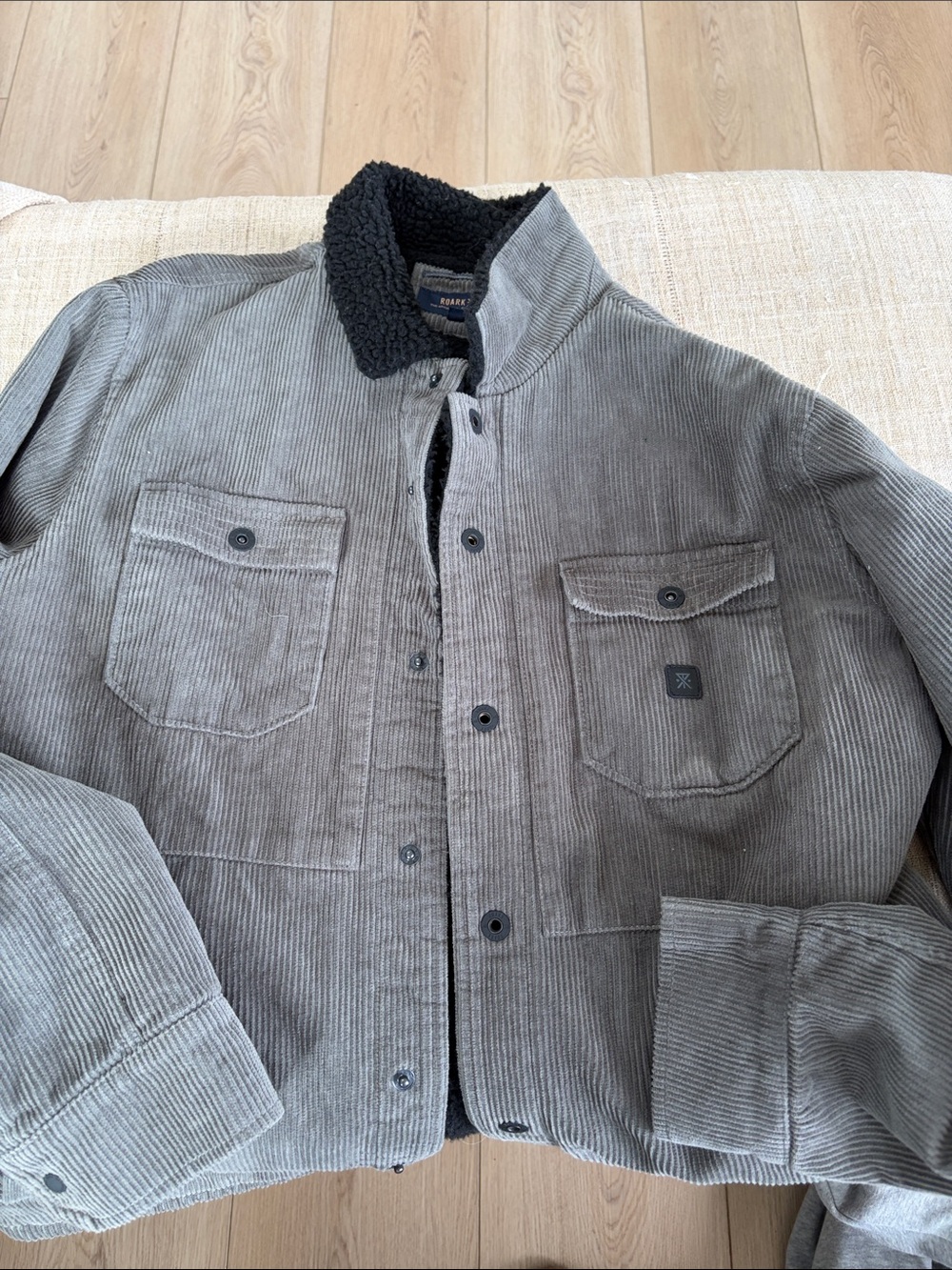 Roark Gray Corduroy Sherpa Collar Jacket